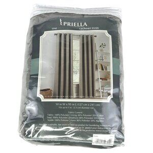 Priella 50-in x 95-in Room Darkening Grommet Top Window Curtain Panel in Grey